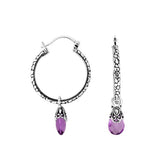 AE-9003-AM Sterling Silver Earring With Amethyst Q. Jewelry Bali Designs Inc